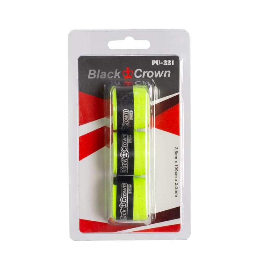 Blister Black Crown Perforado Amarillo Fluor 3 Overgrips  Offer + Cheap