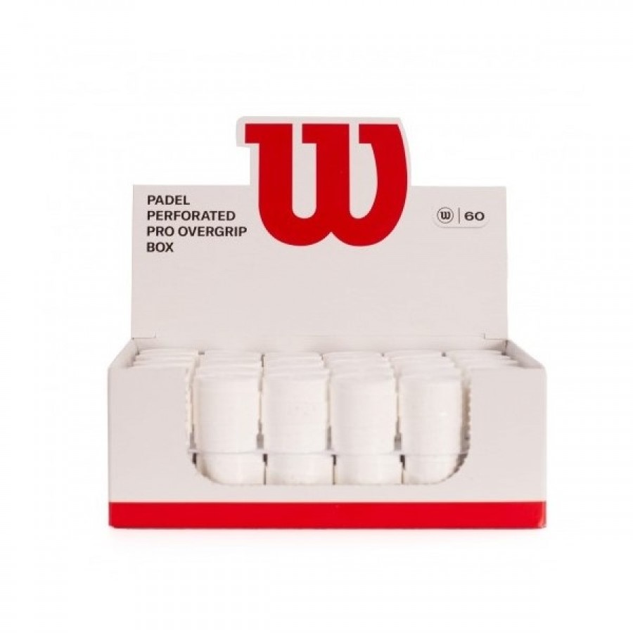 Caja Wilson Pro Padel Perforado Blanco 60 Overgrips  Oferta + Barato