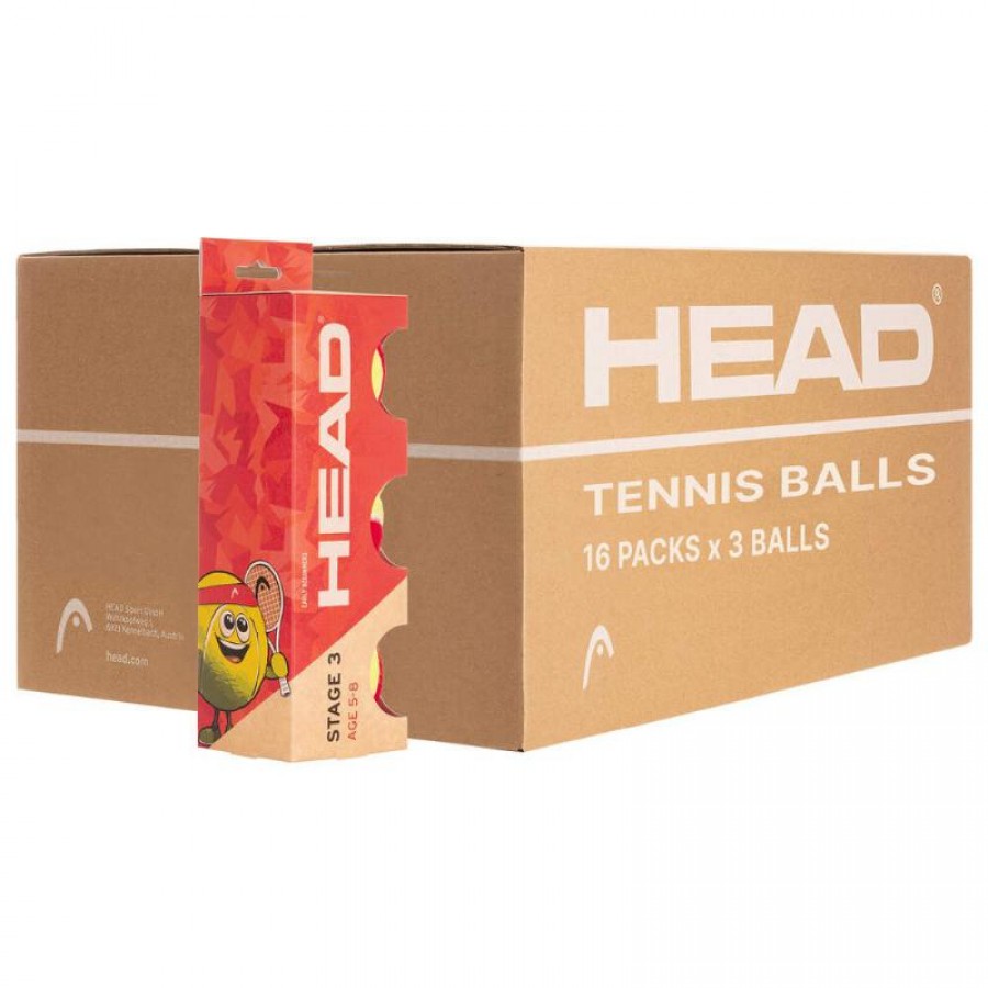 Cajon 48 Pelotas - 16 Botes de 3 uds - Head Stage 3 Rojo PADELPOINT Cajon 48 Pelotas - 16 Botes de 3 uds - Head Stage 3 Rojo