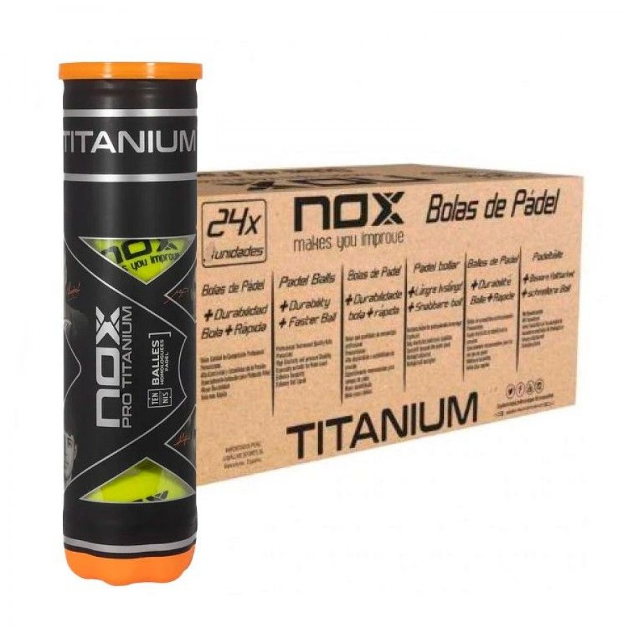 Cajon 96 Pelotas - 24 Botes de 4 uds - Nox Pro Titanium  Oferta + Barato