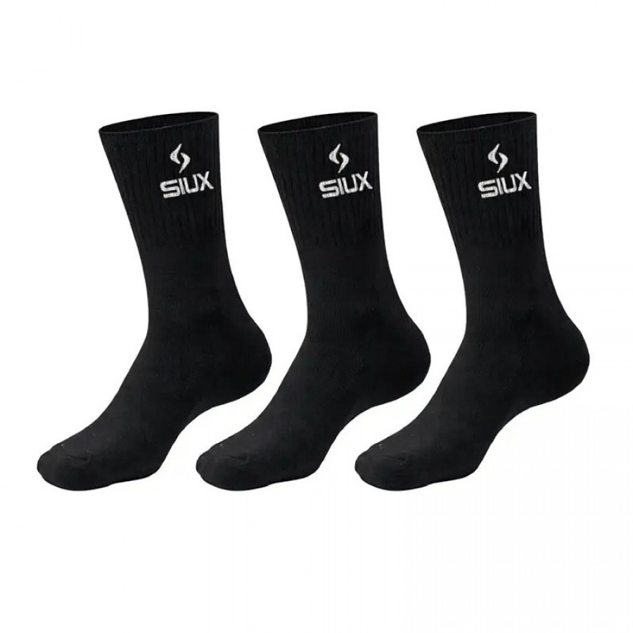 Siux Basic 26 Chaussettes à tige haute noires 3 paires