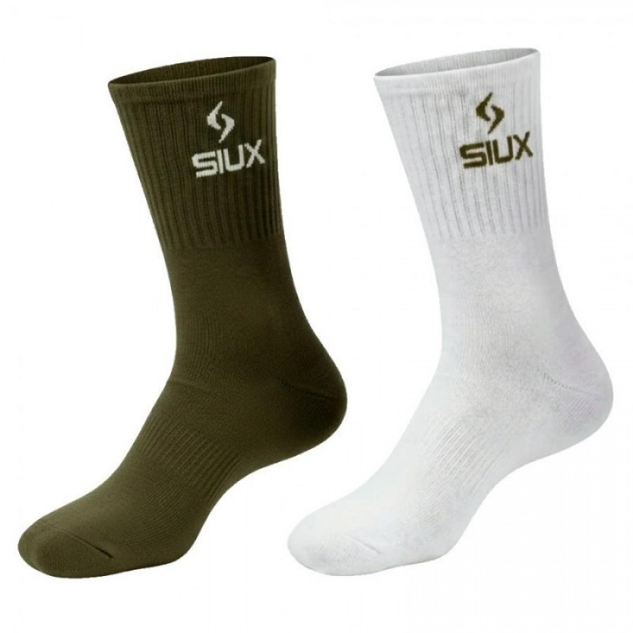Calcetines Siux Groove Caña Alta Verde Blanco 2 Pares