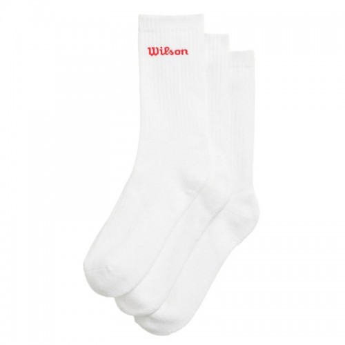 Wilson Crew White Red Socks 3 Pairs