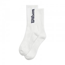 Wilson Crew Logo Socks White Navy Blue 1 Pair
