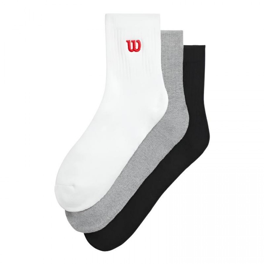 Calcetines Wilson Quarter Top Blanco Gris Negro 3 Pares  Oferta + Barato