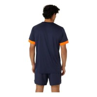 Camiseta Asics Court Azul Medianoche Naranja  Oferta + Barato