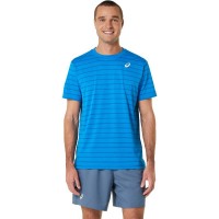 Camiseta Asics Court Stripes SS Azul  Oferta + Barato