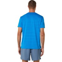 Camiseta Asics Court Stripes SS Azul  Oferta + Barato