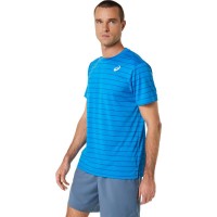 Camiseta Asics Court Stripes SS Azul  Oferta + Barato