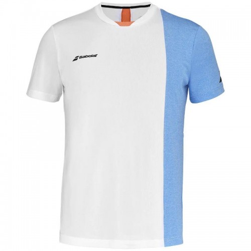 Maglietta Babolat Play Crew Bianco Blu Arancione