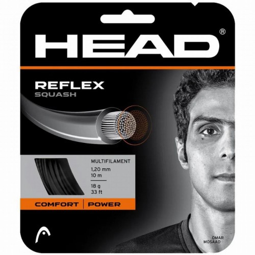 Squash 10m Head Reflex 1.20mm Black String