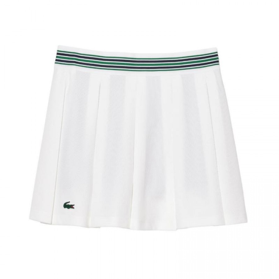 Falda Lacoste Pique Blanco Verde  Oferta + Barato