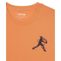 Pack Camiseta Lacoste Novak Djokovic Naranja y Gorra Blanco