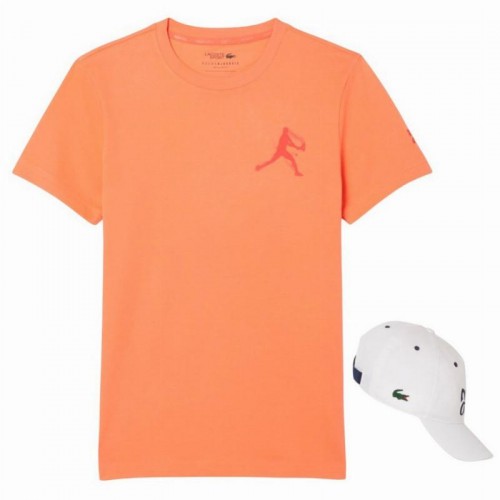 Pack Lacoste Novak Djokovic Orange T-Shirt and White Cap
