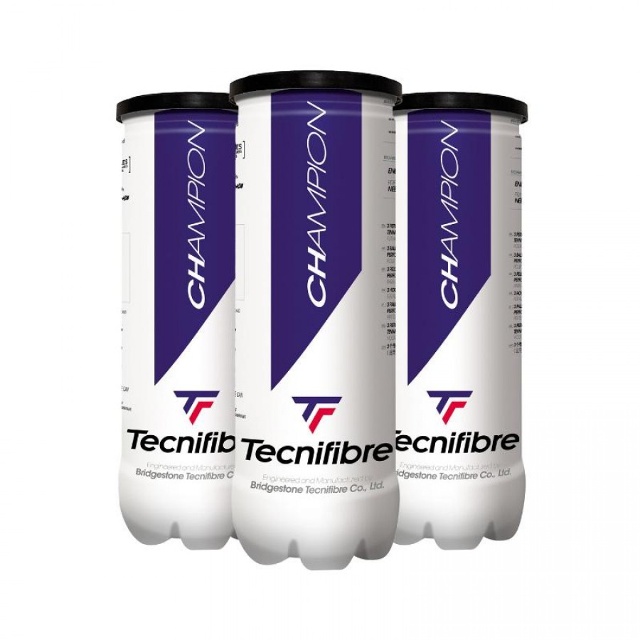 Pack de 3 boîtes de balles Tecnifibre Champion PADELPOINT Pack de 3 boîtes de balles Tecnifibre Champion