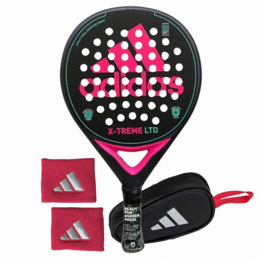Pack Pala Adidas X-Treme Negro Rosa con Monedero y Munequeras   Oferta + Barato