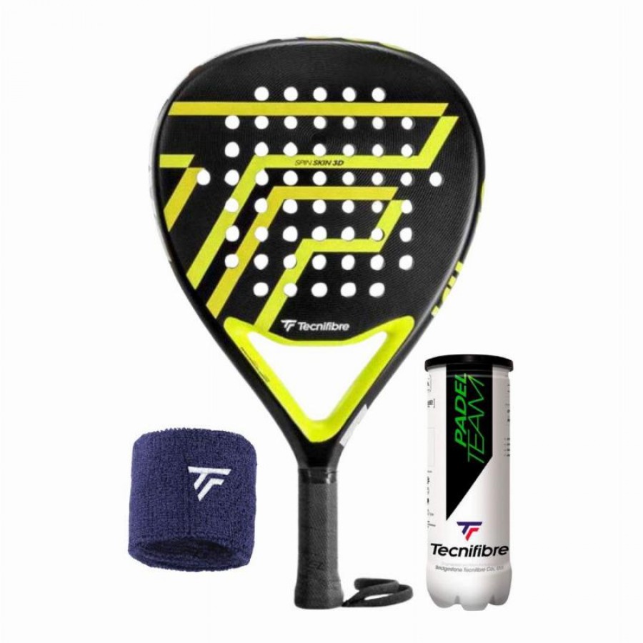 Pack Pala Tecnifibre Wall Breaker 355 con Munequera y Pelotas  Oferta + Barato