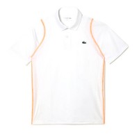 Polo Lacoste Poliester Reciclado Blanco Naranja  Oferta + Barato