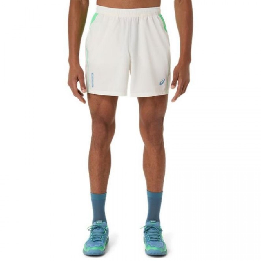 Short Asics Padel Court 7IN Blanco Crema Verde