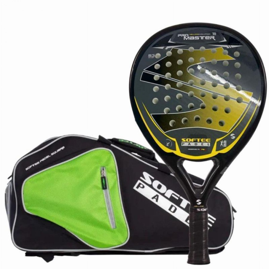 Pack Softee Pro Master Evolution Yellow Paddle with Padel Racket Bag