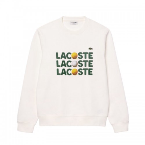 Lacoste White Plush Sweatshirt