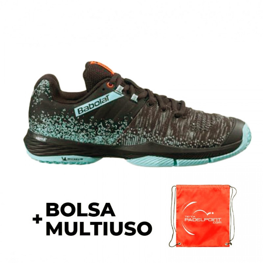 Babolat Sensa Black Turquoise Women Shoes PADELPOINT Babolat Sensa Black Turquoise Women Shoes